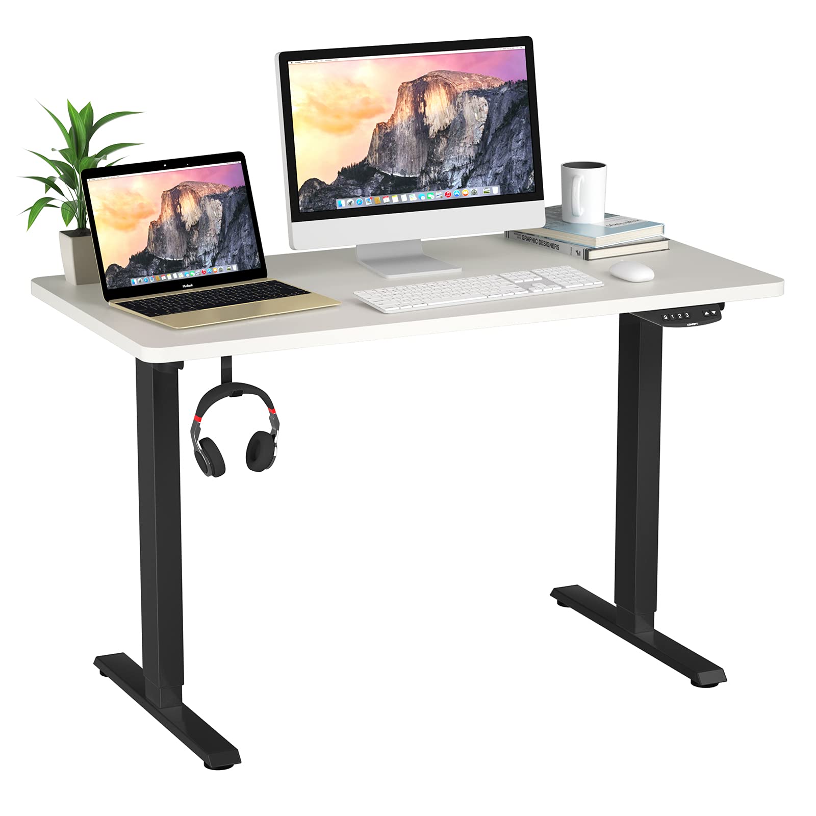Tangkula Dual Motor Electric Standing Desk with Memory Controller & 2 Cable Holes